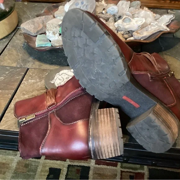 PIKOLINOS Women's San Sebastián Burgendy Ankle Boots size 11 - Picture 8 of 9